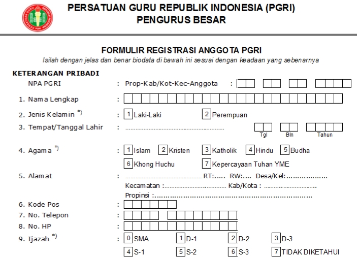 Pendaftaran PGRI Aceh Tamiang - Persatuan Guru Republik Indonesia Cabang Aceh Tamiang